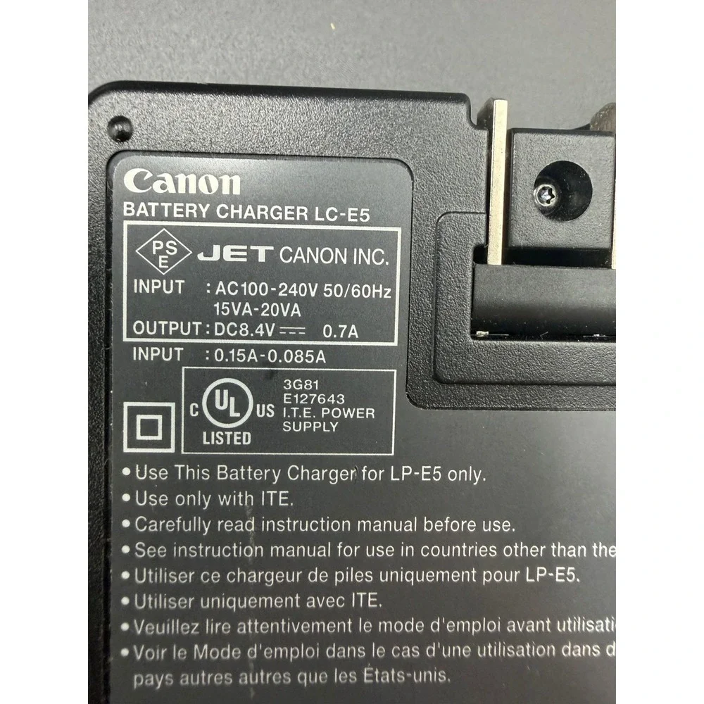 Canon LC-E5 Battery Charger for LP-E5 Battery EOS Rebel T1i XSi XS Black